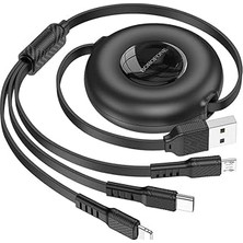 Gndz Home Borofone 3in1 USB iPhone 17 ile Uyumlu Şarj Kablosu – Type-C, Lightning, Micro USB Çoklu Şarj Kablosu, 2A Hızlı Şarj, 1 Metre, Tpe Kaplama, Aynı Anda 3 Cihaz Şarj Etme | BX74