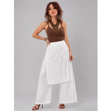 Boutique Bade Italyan Dantel Kapak Detaylı Keten Pantolon
