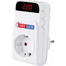 Gndz Home Protex-R Dijital Voltaj Koruyucu Priz - Ayarlanabilir Alt/üst Limit (140V-280V), 16A Akım Korumalı Priz, 5 Sn / 3 Dakika Gecikme Seçenekli, LED Ekranlı Kombi, Buzdolabı ve Tv Koruyucu (1)