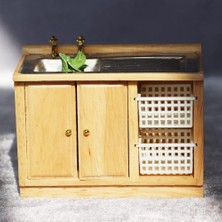 Dollhouse Mutfak Lavabosu Minyatür Banyo Belfast Lavabo Süsü 1:12 Ölçekli Mini Sahne Dolap Lava