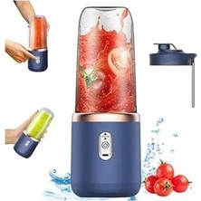 Taşınabilir Meyve Sıkacağı Blender 6 Bıçaklı 300 ml 2 Bardaklı USB Şarj Edilebilir