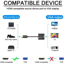 HDMI To VGA Ses Destekli Dönüştürücü Kablo 1080P Siyah, Drwlhdvgaa1
