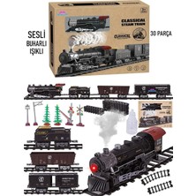 Hediyecik Oyuncak Buharlı Işıklı ve Sesli Tren Seti Aksesuarlı 30 Parça