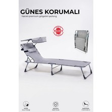 Ecm Proger Gölgelikli Katlanabilir Şezlong, Havuz, Bahçe ve Teras Için, Yastıklı, Alüminyum,