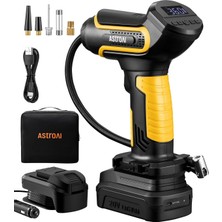 Astroaı Hava Kompresörü 20 V Pil & 12 Araba Güç Kaynağı Taşınabilir Kablosuz Elektrikli Komp