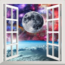 Renas Store Pencere Poster Duvar Kağıdı Uzay Manzarası 1 Yapışkanlı Sticker