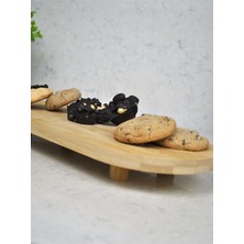 Bambu Ayaklı Sunum Tahtası Dekoratif Peynir Servis Tepsi Sunum Standı- 34X15 cm