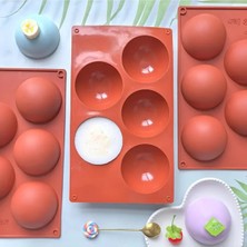 Siliko World 5'li Yarım Küre Muffin, Çikolata, Kek Kalıbı, Silikon Kalıp 8cm, Kahverengi
