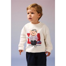 DeFacto %100 Pamuk Oversize Bisiklet Yaka Ayıcık Baskılı Sweatshirt Kumaşı Sweatshirt Erkek Bebek H9785A526AU