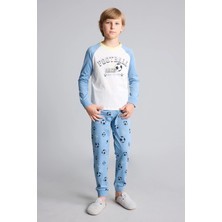 DeFacto %100 Pamuk Regular Fit Futbol Baskılı Reglan Kollu Üst Lastikli Paça Alt 2'li Pijama Takımı Erkek Çocuk I1446A826AU