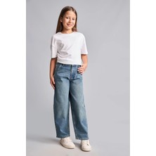 DeFacto %100 Pamuk Baggy Fit Jean Pantolon Kız Çocuk H6244A826AU