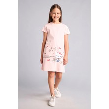 DeFacto %100 Pamuk Hello Kitty Lisanslı Kısa Kollu Açık Pembe Gecelik Kız Çocuk H5516A826SM