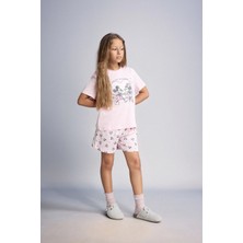 DeFacto %100 Pamuk Disney Mickey & Minnie Lisanslı Regular Fit Elastik Bel 2'li Açık Pembe Pijama Takımı Kız Çocuk H8101A826HS