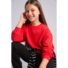 DeFacto Relax Fit Bisiklet Yaka Kırmızı Sweatshirt Kız Çocuk E6842A826AU