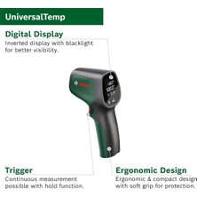 Universaltemp Kızılötesi Termometre (-30°C...+500°C, Kolay ve Hassas Ölçüm, 3 Önceden Tanı