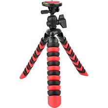 Akrobat Silikon Ayaklı Telefon Dslr Kamera Ahtapot Tripod 3 Ayak Kırmızı Renk