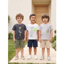Civil Boys Kulaklık Baskılı 3'lü Set 2-5 Yaş Tişört - Standart