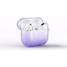 Gndz Home Zore Apple ile Uyumlu Airpods 3. Nesil Allstar Airbag 32 Parlayan Simli Saydam Renkli Kılıf Mor