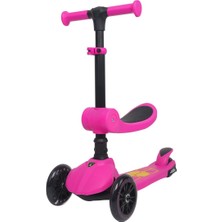 L52IN1-P Lamborghini Lisanslı Katlanır Oturaklı Işıklı Scooter Pembe