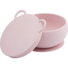 OiOi Vakum Tabanlı Silikon Kapaklı Kase - Pembe