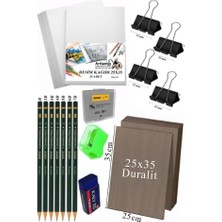 Karakalem Eskiz Çizim Seti Duralit Seti 25X35 cm 1 Paket Resim Kağıdı Dereceli Kalem Seti Hamur
