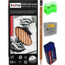 Teknik Çizim Kalemi 12 Li 1 Paket Fatih Dereceli Kalem Seti Kalemtraş Hamur Silgi Eskiz Karakalem