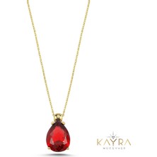 Kayra Mücevher Lal Damla Taşlı Altın Kolye AKM16