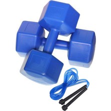 5kg x 2 Adet Dambıl ve Atlama Ipi Kombin Seti Vinyl Kaplama Dumbell