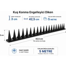 Kovmatik Balkon ve Bahçelerde Kuş Sorununa Çözüm Plastik Diken Siyah 6metre
