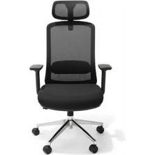 Atom Ofis London Black Yönetici Çalışma Koltuğu, Siyah, File Sırt, Hareketli Bel Desteği, Al�