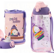 Uzspace Büyük Boy 700ML Kılıflı Askılı Pipetli/pipetsiz Iki Ayrı Kapaklı Tritan Çocuk Mata