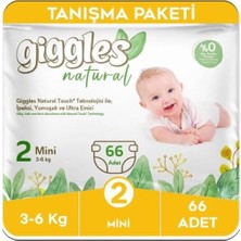 Natural 2 Numara Mini Bebek Bezi, 3-6 Kg, 66 Adet, Tanışma Paketi