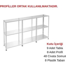 3 Katlı 3'lü Galvaniz Çelik Raf - Depo, Arşiv, Kiler, Dosya, Market Rafı 31X60 cm 50 cm 0.70 mm