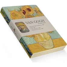 Uravas Store Retronote Van Gogh 4'lü Defter Seti 3, Flowers Series, Çizgisiz, 64 Sayfa, 10.5X14CM