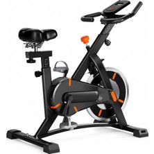 Kondisyon Bisikleti Spin Bike Sessiz Kayış Sürüş Sistemli, 5 kg Volanlı Dikey Ev Egzersiz Bisi
