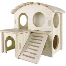 Hamster Hideout Kafesi Aksesuarları - Hamster Evi ve Habitat Ahşap Hide Kulübe Tırmanma Merdiven