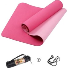 Tpe Pilates Yoga Minderi 6 Mm, Taşıma Çantalı Çift Renkli Yoga Matı Mor