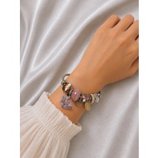 Bymiel Charm Detaylı Kuğu Figürlü Çelik Bileklik
