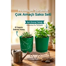Newme 2'li Seramik Saksı (Kalemlik,fırçalık,masa Organizeri) / Modern Dekoratif El Yapımı Tasa
