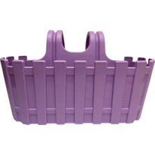 Mor Plastik Balkon Saksısı, Çit Desenli, Askılı Çiçeklik, Dekoratif Saksı 28X12