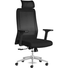 Kolto Ofis Sandalyesi Baş Destekli Ergonomik Çalışma Koltuğu Dayanıklı Kumaş Döşeme (Siyah