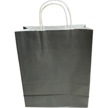 Çelikpençe Kraft Kağıt Çanta, Büküm Saplı, 25X31X12 Cm, Hediyelik Butik Mağaza Poşeti, 25 Adet (Siyah)