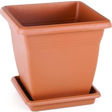 VK06 Villa Kare Saksı No:6 Tabaklı 60 Cm, 110 Litre Kiremit
