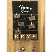 Dekoratif Home Keys Ahşap Resimlik ve Notluk (Kahverengi) ( Lisinya )
