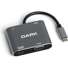 4in1 USB C To Hdmı/vga + Usb3.0 + Pd Dönüştürücü (DK-AC-U31XHDV)