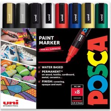 Posca - Pc-5m - Boya Kalemi Sanat Kalemleri - 1,8-2,5mm - 8'li Temel Set Hediye Kutusu