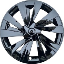 Tesla Model Y Juniper (2025+) Uyumlu 19 Inç New Star/cyber Stil Jant Kapağı Seti - Mat Siyah/par