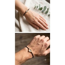 Bymiel K Harfli Siyah Ipli Ayarlanabilir Bileklik Gold Renk Yuvarlak Harf Detaylı Unisex Model