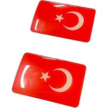 2'li 3D Türk Bayrağı Sticker Seti