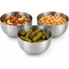 Yuvarlak Metal 3'lü Çerezlik, Küçük Çerez Kasesi, Saklama Kabı Takımı, Sosluk Sos Kasesi, L